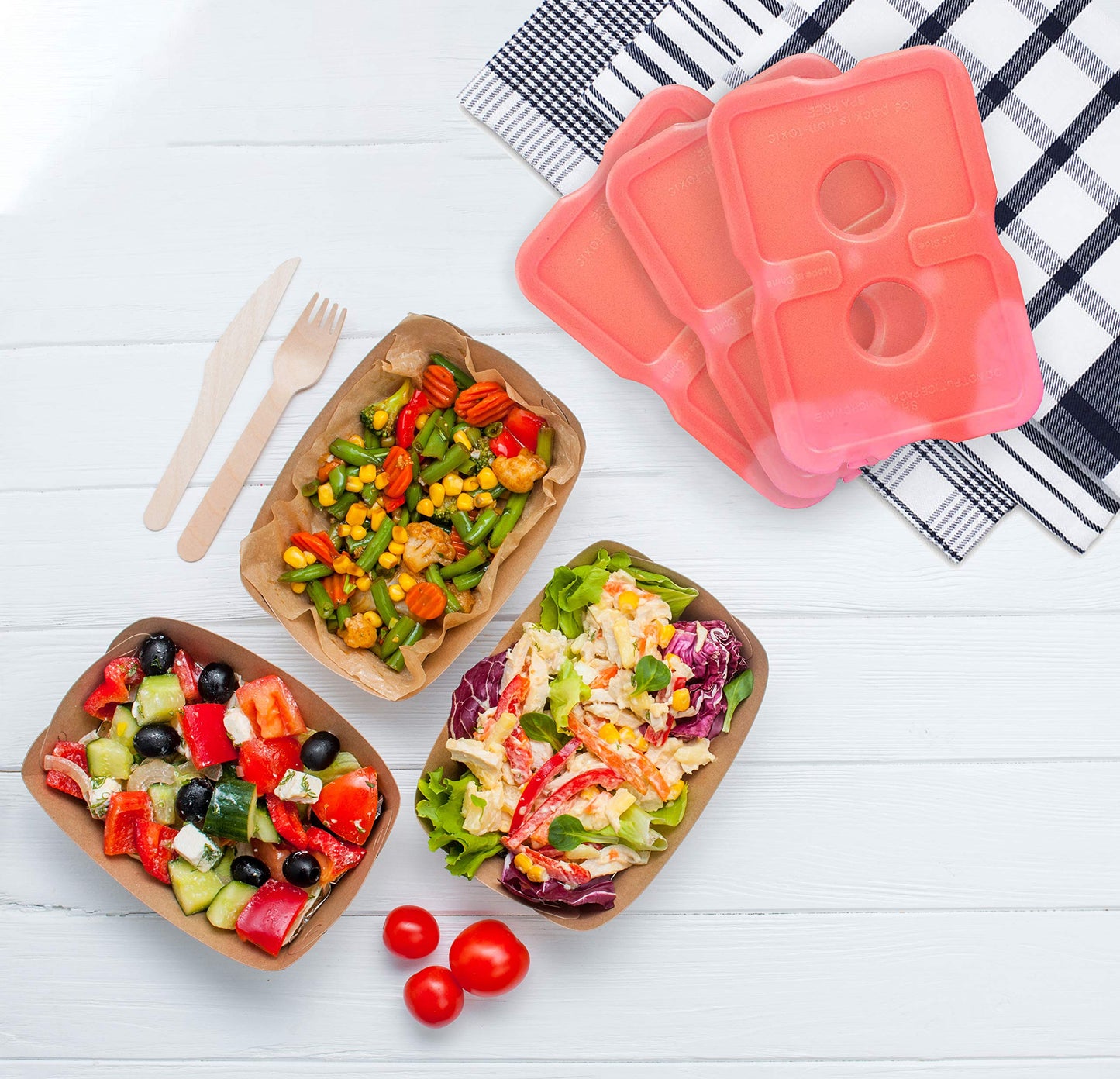 Healthy Packers Reusable Ice Packs for Lunch Bags and Coolers (Set of 4) - Slim & Long Lasting Freezer Packs for Lunch Box - Ideal Cool Pack for Lunchbox, Cooler, Cooler Bag (Red)