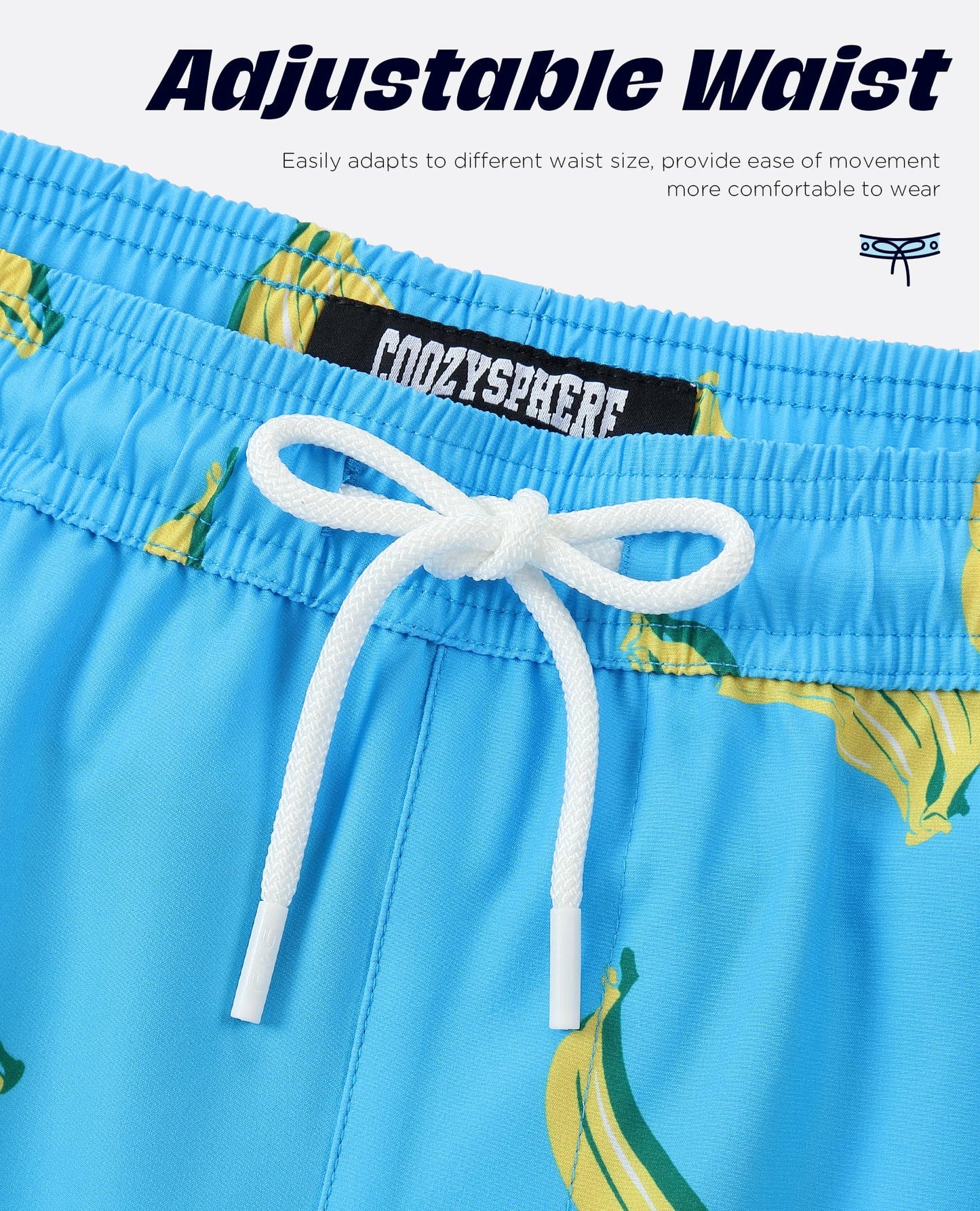CoozySphere Mens Swim Trunks with Compression Liner 5 Inch Quick Dry Beach Shorts with Zipper Pockets M