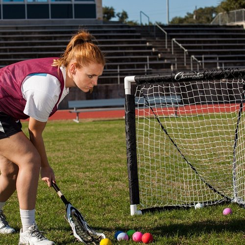 Champion Sports Mini Lacrosse Goal: Kids Gear Backyard Shooting Practice Net Black, 8.3