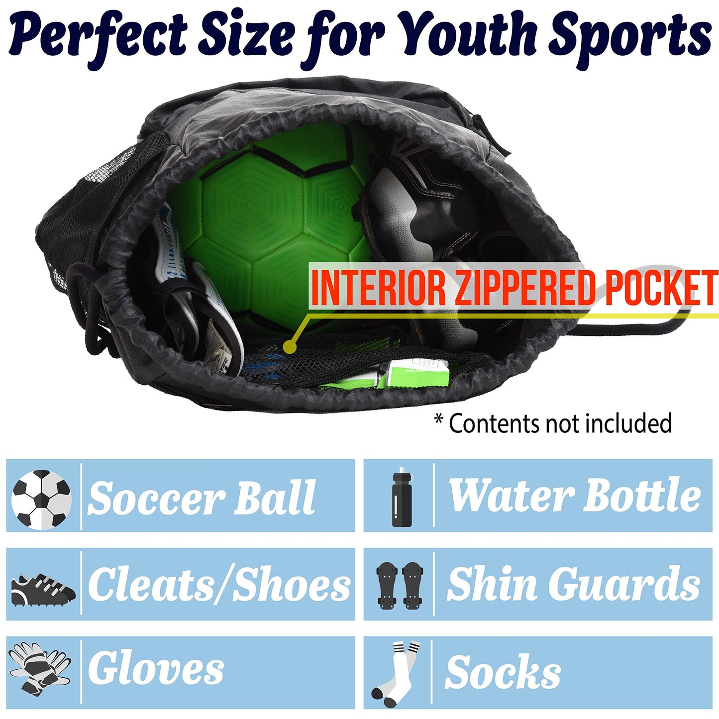 Athletico Drawstring Soccer Bag - Soccer Backpack For Boys or Girls Can Also Carry Basketball or Volleyball