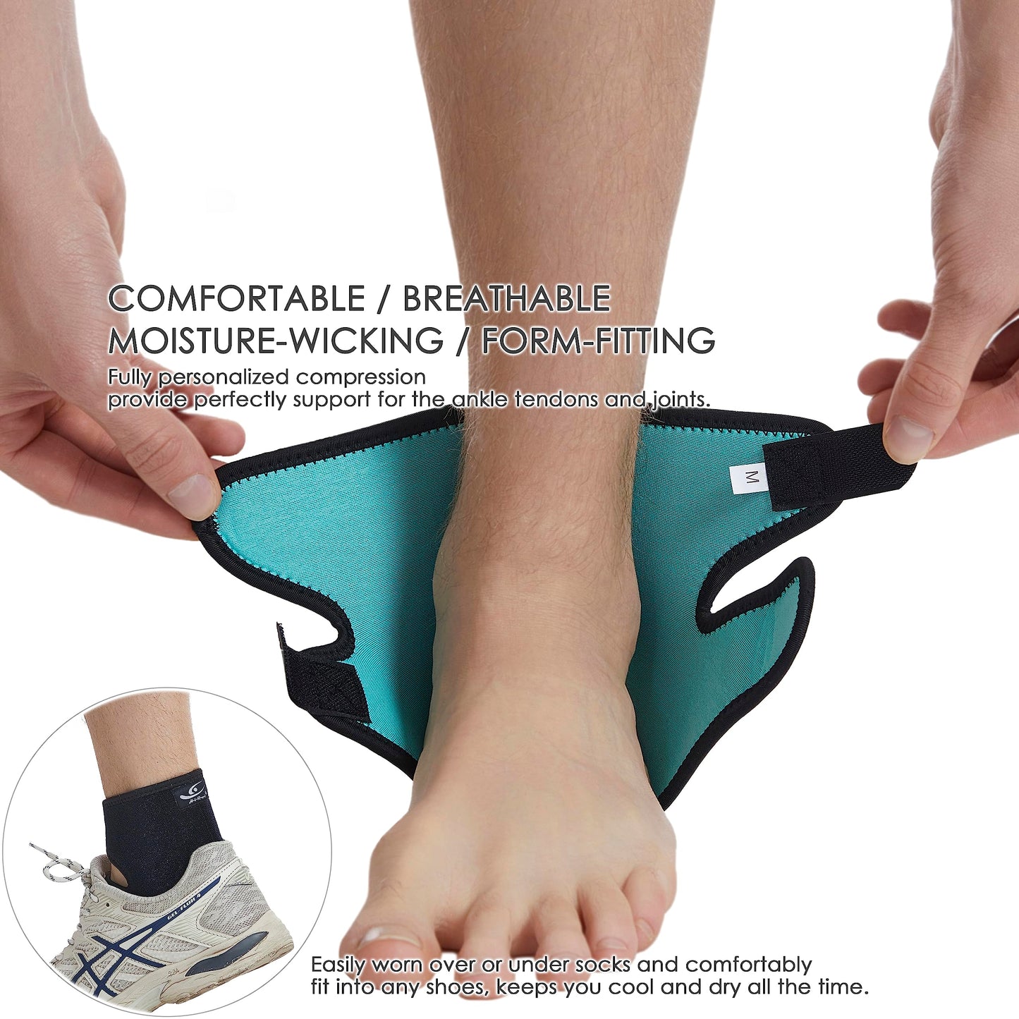 HiRui Ankle Support Brace Ankle Wraps for Men Women, Compression Ankle Brace Breathable Neoprene Sleeve Lightweight High-elastic Stabilizer for Running Sprains Arthritis (Medium (Pack of 2))
