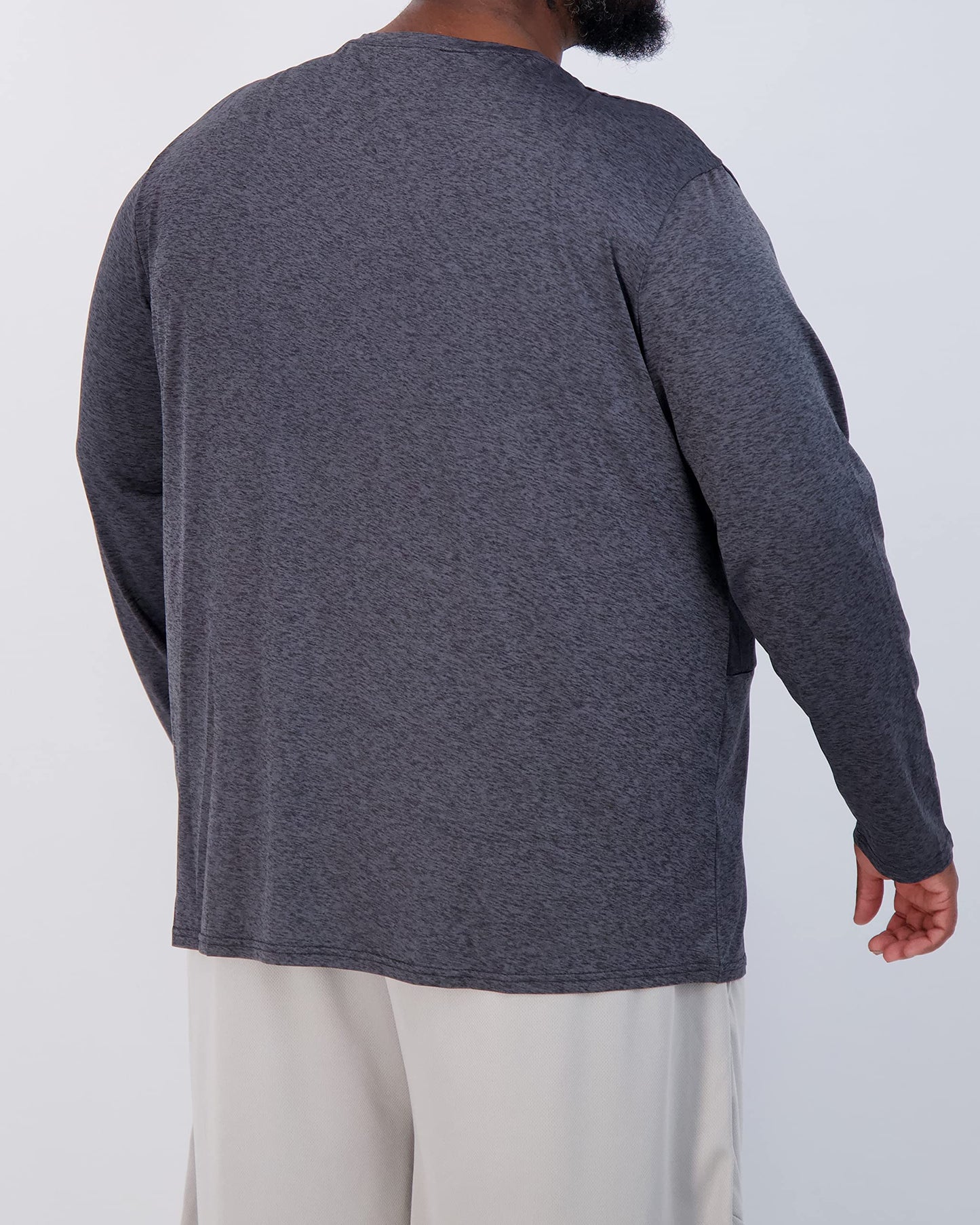 Real Essentials 3 Pack: Men’s Big & Tall Long Sleeve Dry-Fit Crew Neck T-Shirt - Gym Workout Athletic Running Tee, Set 4, 5X, Pack of 3