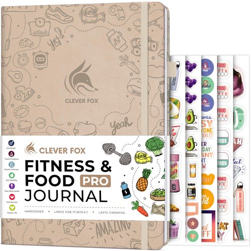 Clever Fox Fitness & Food Journal PRO – Daily Workout & Meal Planner for Women & Men – Exercise & Weight Loss Diary Notebook, 7.3x10.4” (Seashell)