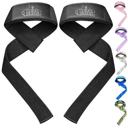 Bear Grips Lifting Straps Gym, Wrist Straps for Weightlifting, Gym Straps, Weightlifting Straps, Deadlift Straps, Weight Lifting Straps for Men, Weight Straps Lifting Women, 2 Lifting Strap Black