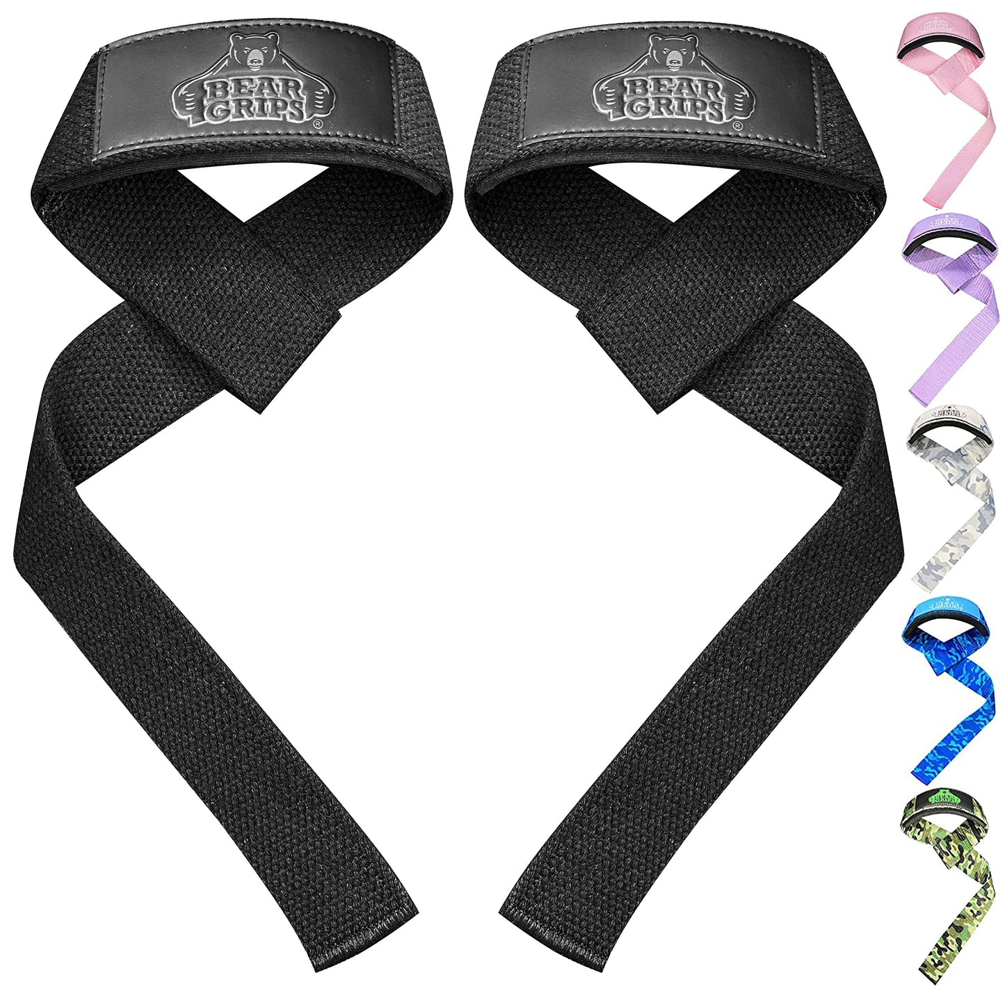 Bear Grips Lifting Straps - Gym & Weightlifting Straps for Men & Women, Deadlift Support, 2 Pairs