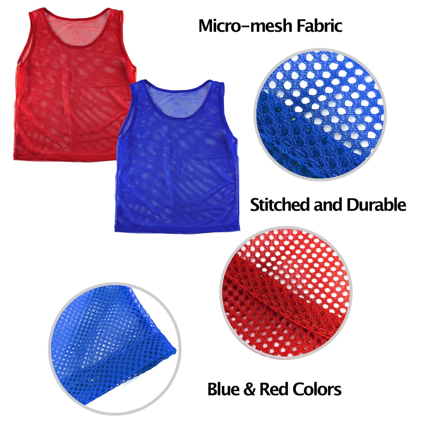 Super Z Outlet 12 Pinnies Scrimmage Vests Team Practice Jersey for Child Youth Teen Lightweight (Red/Blue)
