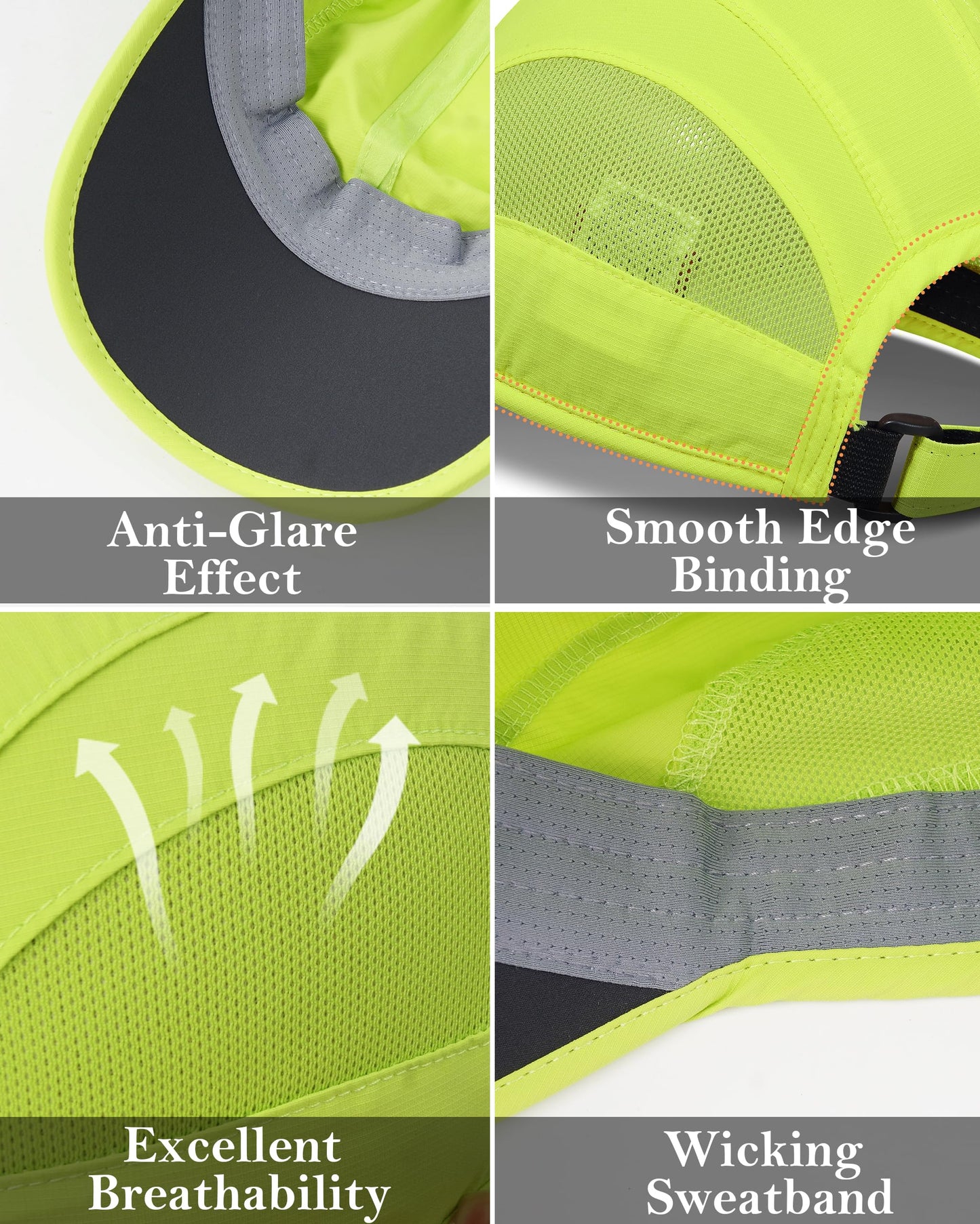 GADIEMKENSD Outdoor Running Hat Men Quick Dry Baseball Cap Women Cool Workout Hat Breathable Mesh UPF50+ Sun Ball Cap Performance Dad Hats for Jogging Cycling Tennis Fluorescent Green M/L 7-7 1/2