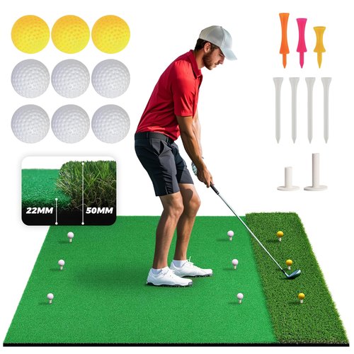 Golf Mat Dual-Turf | Golf Hitting Mat Indoor or Outdoor, 5x4ft Thickened Heavy-Duty Green Golf Turf Practice Mats for Backyard/Garage/Driving Range/Simulators, Ideal Gifts for Men Dad Husband Golfers