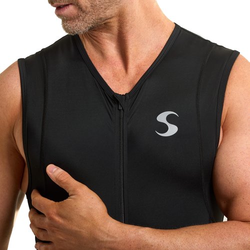 Synergy Triathlon Tri Suit - Men's Race Sleeveless Trisuit (Black/Ink, Large)