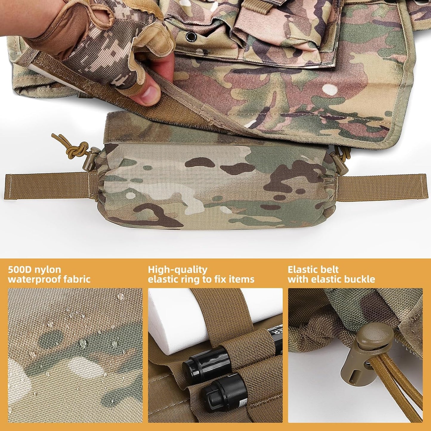 IFAK Micro Trauma Medical Roll-Up Dangler Pouch, First Aid Kit for IFAK Trauma Kit, Plate Carrier Accessory Drop Pouch for Belt, Tactical Vest and Chest Bag