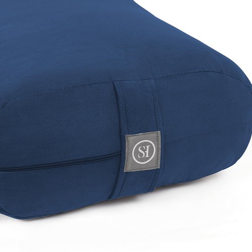 Yoga Bolster Pillow for Meditation, Stretching & Restorative Yoga- – Firm Support Cushion with Washable Cover & Carry Handle – Ideal for Yin, Floor Poses, Breathwork & Relaxation, Navy Blue