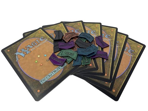 Citadel Black MTG Metal Keyword Counters - Set of 24 Reversible Tokens - Includes Drawstring Pouch, Antique Metal Finish, Designed for MTG TCG Magic: The Gathering Accessory