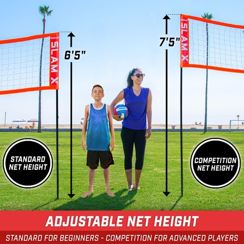GoSports Slam X 4 Square Volleyball Game Set - Ultimate Backyard & Beach Game for All Skill Levels - 14 x 14 ft
