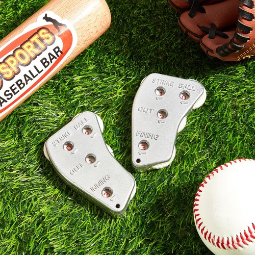 Lenwen Stainless 4 Wheel Baseball Umpire Clicker Indicator Gear Practical Baseball Counter Clicker for Scorekeeper Recording Outs and Innings Balls(1 Pack)