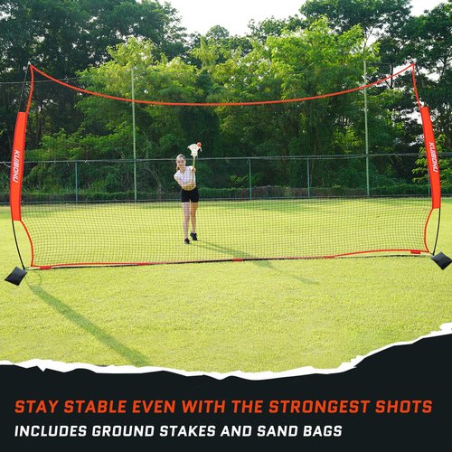 KuiBonu 20x10 Foot Lacrosse Backstop Net, 200 Sq Feet of Protection Barrier Net with Sturdy Steel Frame and Heavy-Duty Netting, for Lacrosse Baseball Soccer Basketball and More