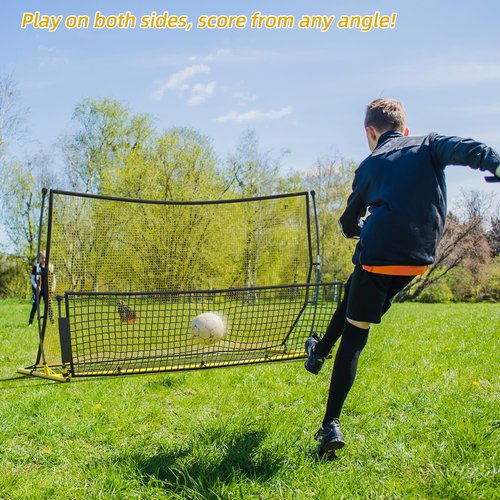Shopsource Soccer Rebounder Net, 2 in 1 Soccer Bounce Back Net, 7'x4' Rebound Net Practice for Team Volley Passing Solo Training, Football Trainer with Carry Bag Stakes