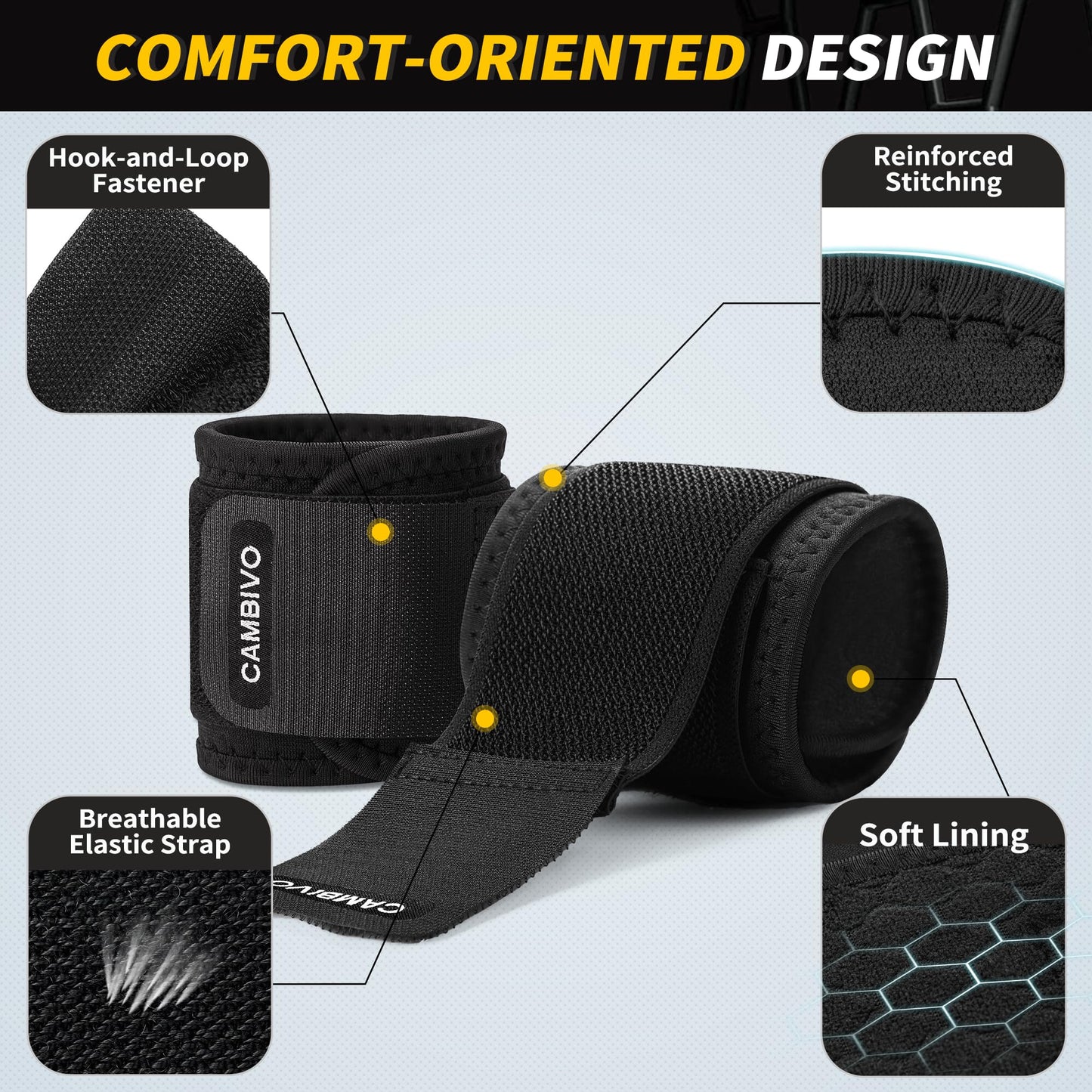 CAMBIVO 2 Pack Wrist Brace for Carpal Tunnel with wraps, Black