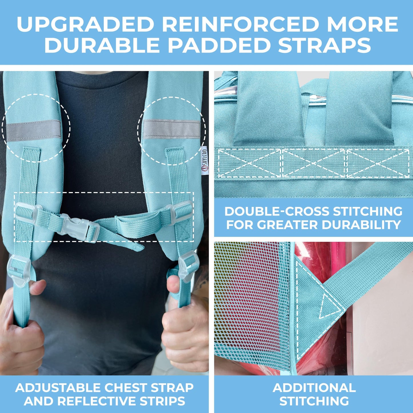 Clear Backpack Heavy Duty XL - H18''xW14''xD8. Has TSA Lock - Turquoise