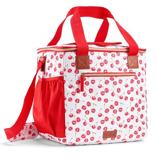 Fit & Fresh, 24-Can Soft Cooler Bag Insulated Leak-Resistant, Portable Soft Cooler, Large Cooler, Soft Sided Cooler Bag, Travel Cooler, Cherry