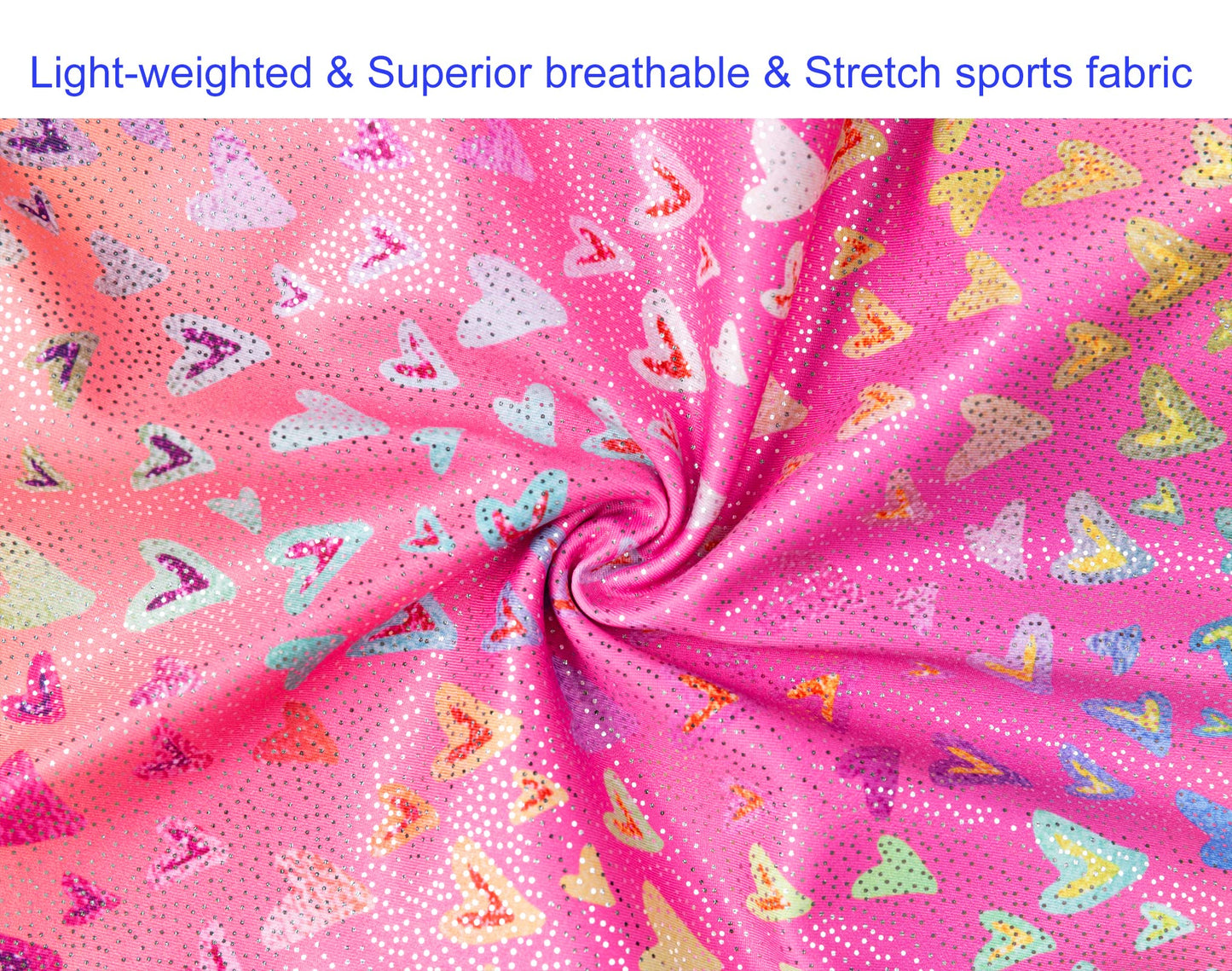 Domusgo Leotard for Girls Gymnastics Size 7-8 Years Old One Piece Shiny Pink Long Sleeve Neon Heart Outfits