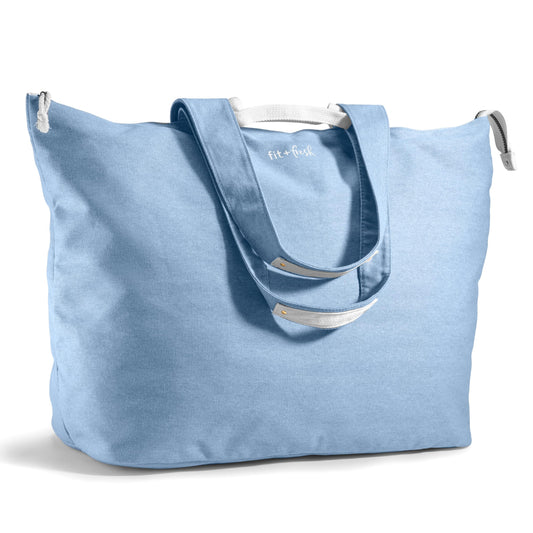 Fit & Fresh XL Beach Tote Bag for Women – Extra Large Travel Tote with Zipper & Pockets, Oversized Canvas Pool Bag, Weekender Carry-On for Beach, Travel & Family Essentials