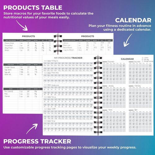 Clever Fox Fitness Journal Workout Log Book - Daily Fitness Planner Workout Journal for Women and Men. Spiral-Bound, Laminated Cover, Thick Pages, A5 (Pink & Dark Purple)