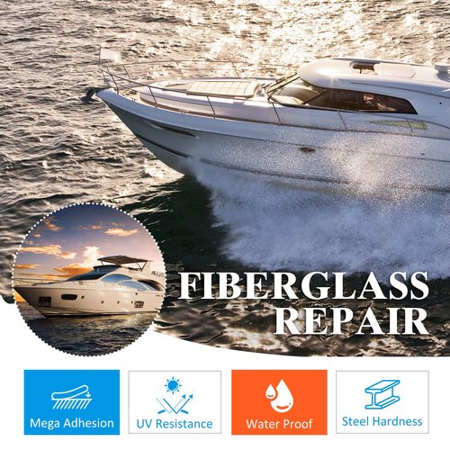 Fiberglass Repair Kit, 100ml White Gel Coat Repair Kit for Boats, Marine Fiberglass Resin Kit for Fixing Holes, Chips, Cracks in Boats, Yacht, Surfboard, Acrylic, Porcelain, Ceramic, Fiberglass Filler