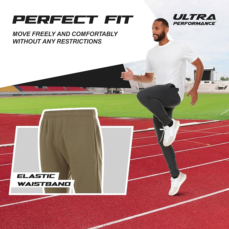 Ultra Performance Joggers for Men with Pockets - Black / Char / Dk Olive, Medium