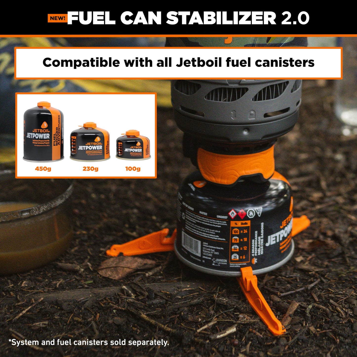 Jetboil Fuel Can Stabilizer 2.0 with Foldable Legs for Jetboil Camp Stove Systems, New for 2025