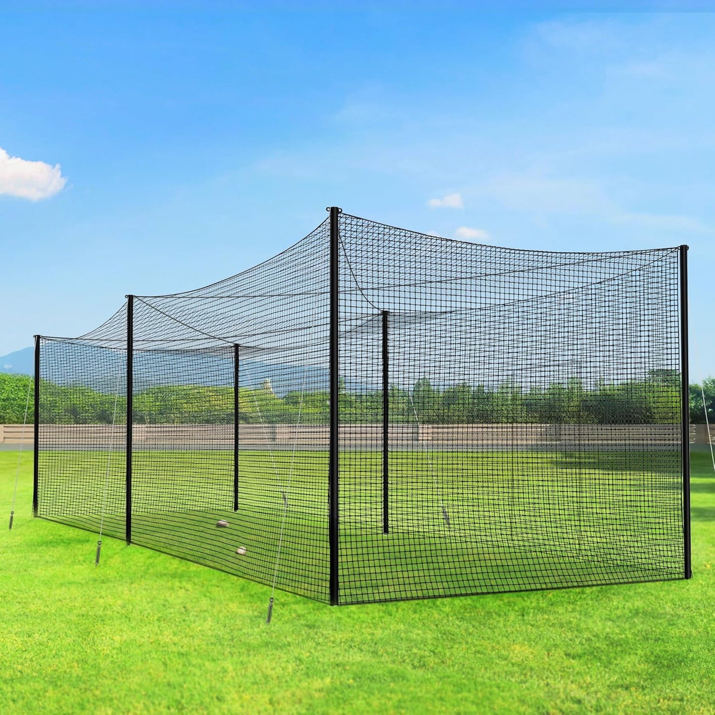 20/35/55/70 FT Baseball Batting Cage, Baseball Nets for Batting Cage，Baseball and Softball Batting Cage Nets for Pitching Training, Outdoor Backyard Batting Cage with Frame