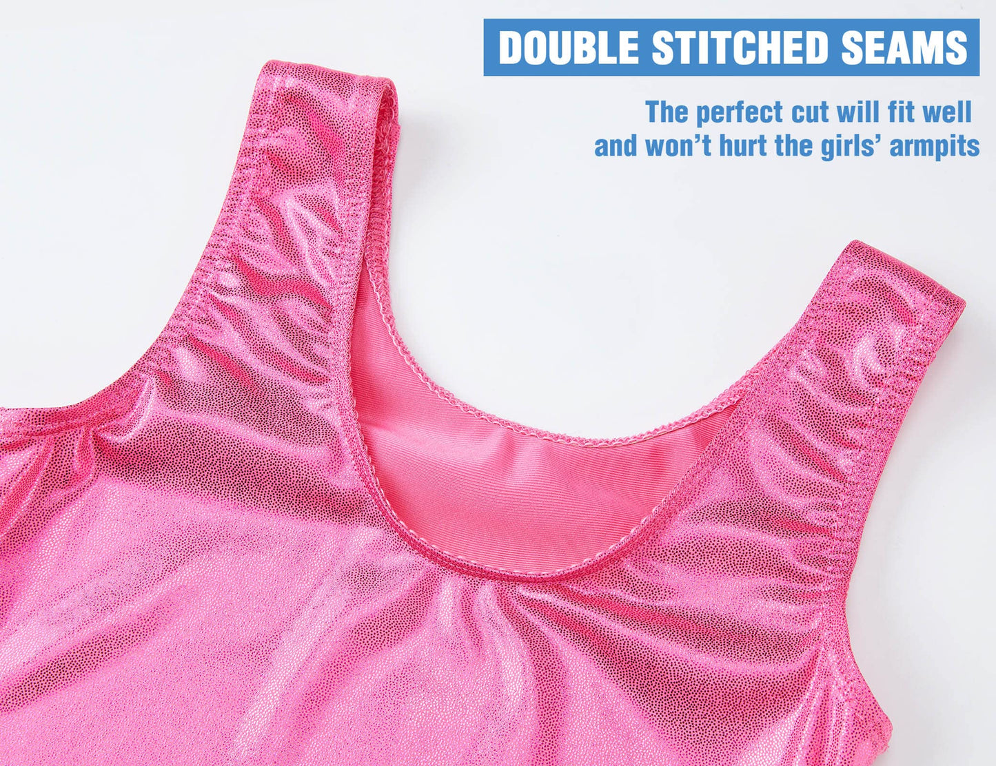 TENVDA Gymnastics Leotards for Girls Size 2t 3t Metallic Hotpink One Piece Tank Unitard
