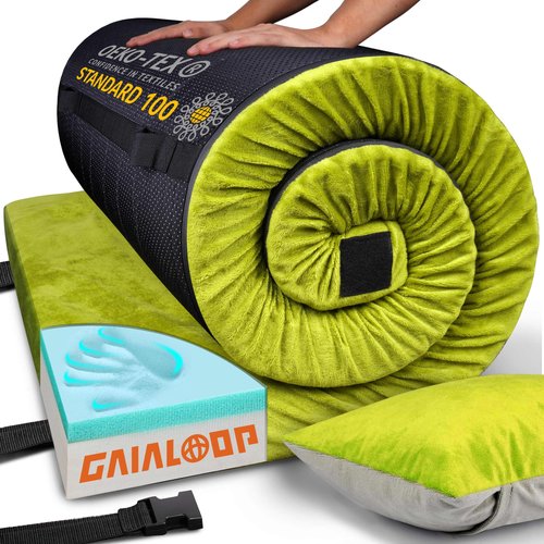Gaialoop Thick Memory Foam Camping Mattress Sleeping Pad [Car/Tent/Cot] 3 Inch Portable Floor Play Mat Roll Up Mattress for Guests Sleepover Travel [Cot: 72 * 24 * 3"]