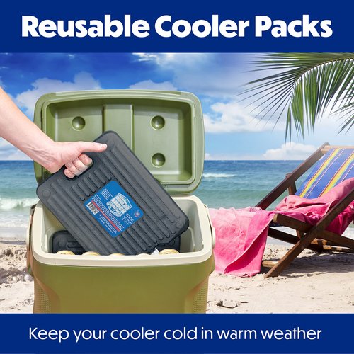 Cooler Shock Ice Packs, Reusable, Premium, Large Ice Pack and Lunch Cooler Set for Long Term Use, Cools Faster Than Ice, Cooler Accessories, Gray, 2 Pack