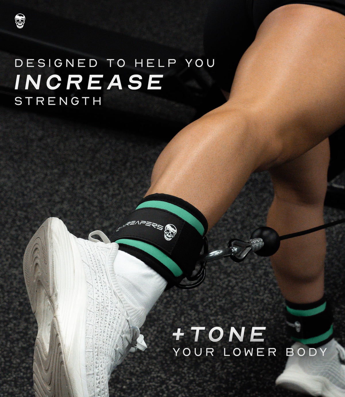 Gymreapers Ankle Straps (Pair) For Cable Machine Kickbacks, Glute Workouts, Lower Body Exercises - Adjustable Leg Straps with Neoprene Padding (Mint, Pair)