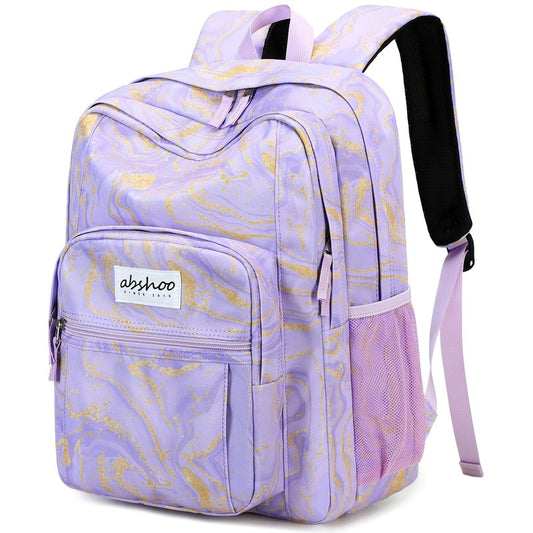 abshoo Classical Basic Marble Womens School Backpack For College Teen Girls Water Resistant Bookbag (Marble Purple)