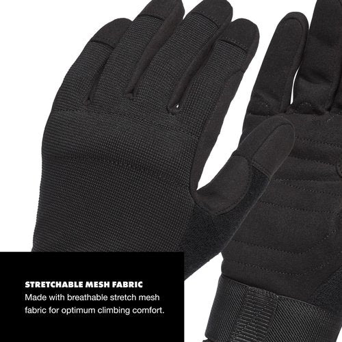 BLACK DIAMOND Men's Crag Full-Finger Rock Climbing Gloves for Belaying, Black, Large