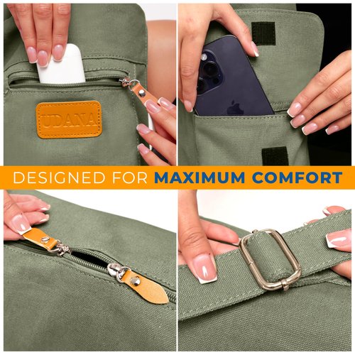 UDANA Yoga Mat Bag, Large, Green – Fits Thick Mats, 3 Storage Pockets, Adjustable Strap
