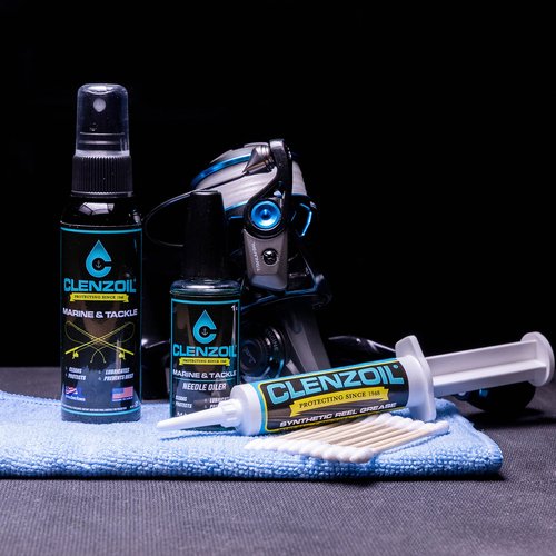 CLENZOIL Marine & Tackle Reel Care Kit - with Fishing Reel Oil & Grease - All-in-One Cleaning Kit - for Freshwater & Saltwater Reels - Fish Reel Maintenance Kit