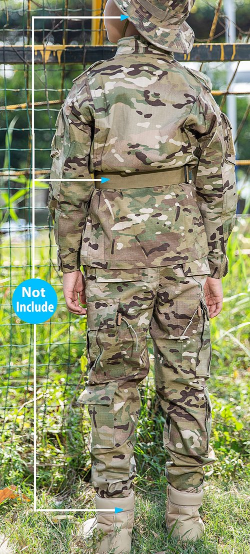 H World Shopping Tactical Airsoft Kids Clothing Children BDU Hunting Military Camouflage Combat Uniform Suit (MC,160)