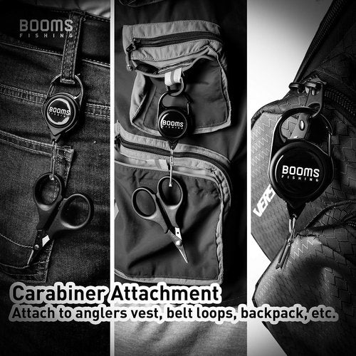 Booms Fishing RG1 Fly Fishing Zinger Retractor - Retractable Tether 3pcs Black
