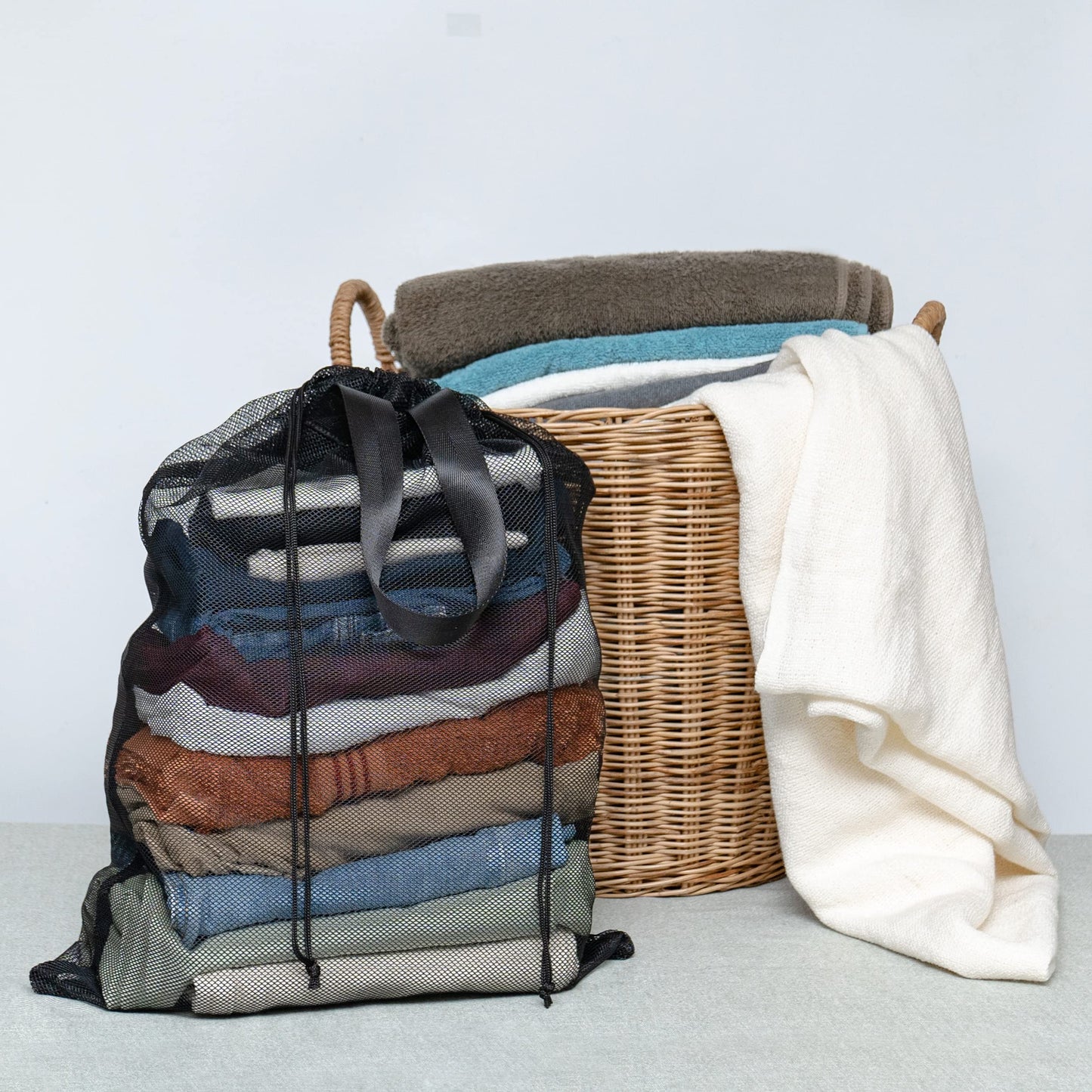Sun Life Style Mesh Laundry Bags with Handles & Double Drawstring Closure – Heavy Duty, Breathable 18 x 24 Inch Nylon for Dorm & Travel – Set of 2