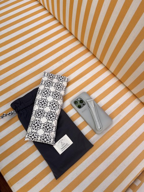 Balanced Yoga Stuff BYS Weighted Lavender Eye Pillow, Organic Cotton Fabric, Grey and White, with Travel Pouche (with Pouche, Grey)