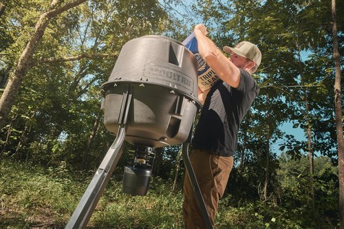 Moultrie 30-Gallon Deer Feeder Tripod - Moultrie Quick-Lock Hopper System - Digital Timer Control - 200 lb Feed Capacity - Durable Polymer Build - Metal Spin Plate