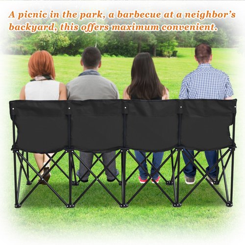 Strong Camel Folding Portable Team Sports Sideline Bench 4 Seater Outdoor Waterproof Carry Bag (Black)