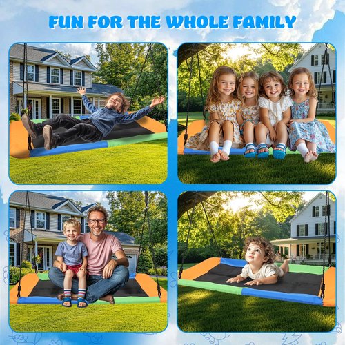 60" Giant 800lbs Rectangular Tree Swing for Kids and Adults,Large Outdoor Tree Swing Waterproof with 2 Hanging Straps