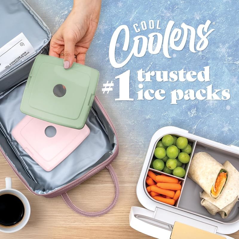 Cool Coolers Slim Ice Packs 4 Pack for Lunch Bags – Multi Pastel Variation