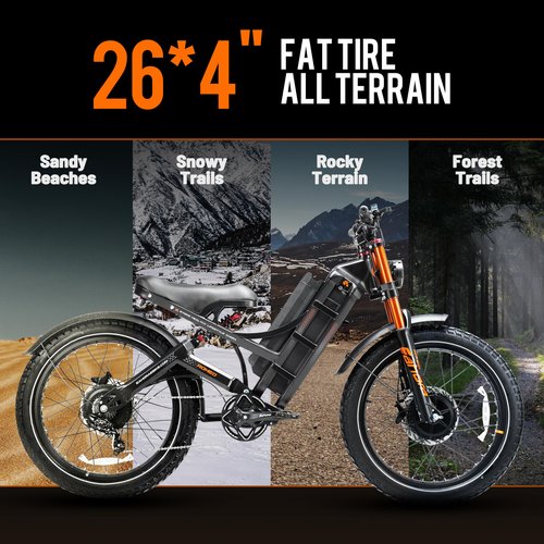 eAhora Romeo Pro 3 [2025 Latest] 50 Mph Electric Bike for Adults, Peak 5600W Dual Motor Ebike, 60V 80Ah 250 Miles Long Range Electric Bike, 26”*4.0 Fat Tire Air Full Suspension Off-Road E-bike, UL2849