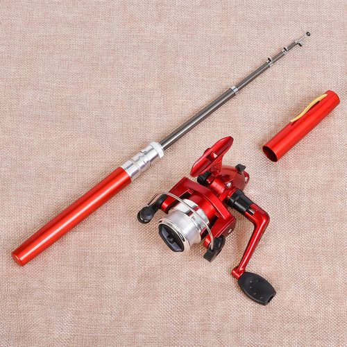Pen Shaped Telescopic Fishing Rod with Fishing Reel Pocket Foldable Fishing Rod Reel Set Small Pen Fishing Rod Set