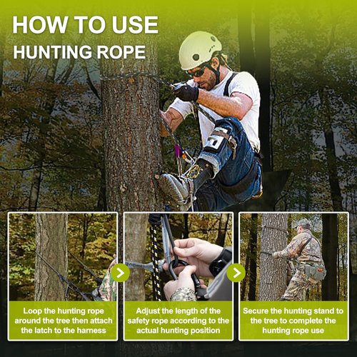 VONLX Hunting Safety Rope 30 Feet, Treestand Lifeline Rope Reflective Safety Lifeline for Hunters Climbing Tree Stand, Hanging Ladder Stands, Provides Fall Protection When Hunting from Stand