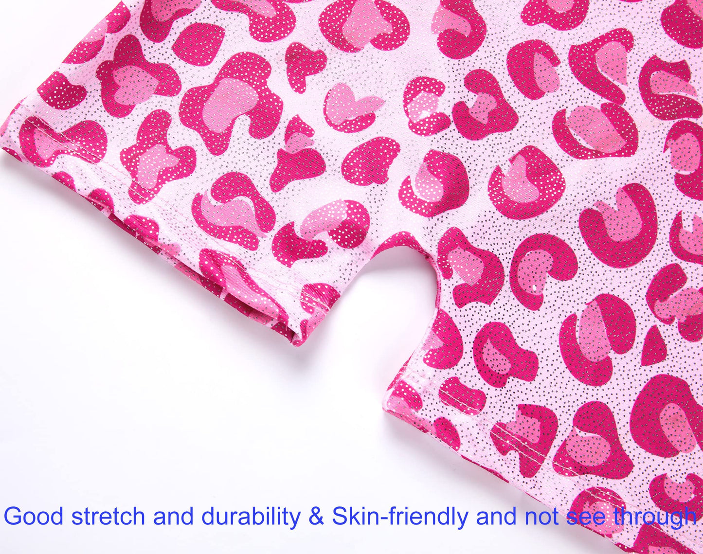 Domusgo Leotard for Girls Gymnastics Size 3t 4t Sleeveless Blingbling Pink Cheetah Biketards with Shorts